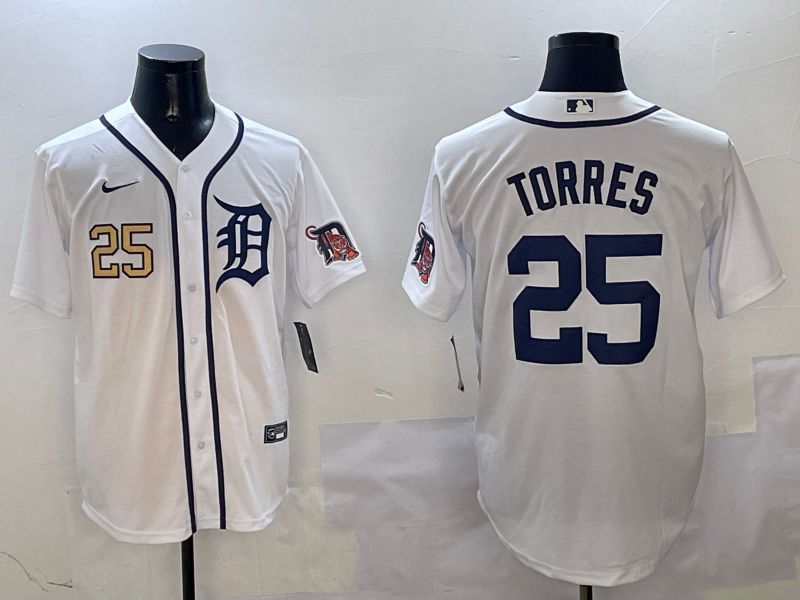 Men Detroit Tigers #25 Torres White Game 2025 Nike MLB Jersey style 3124